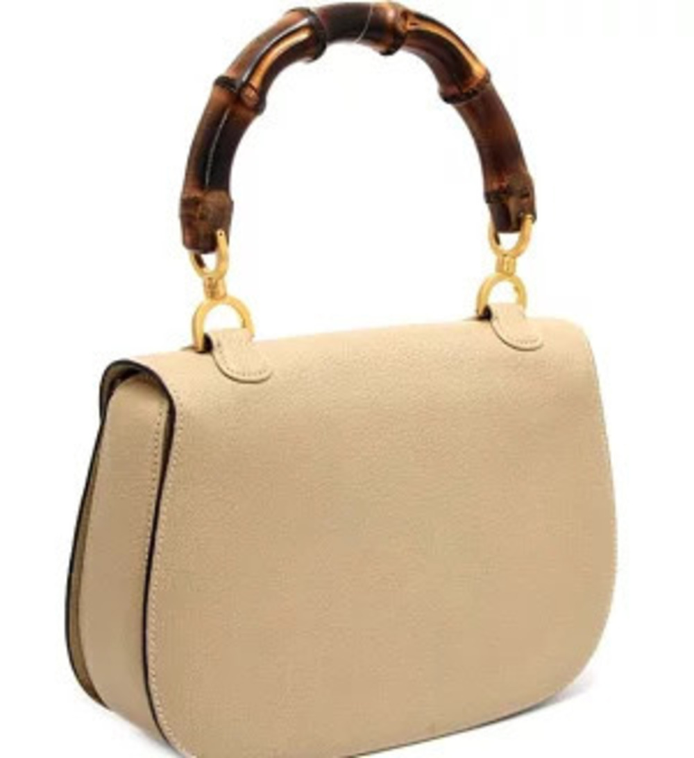 Gucci Handbag Cream Leather Beige Bamboo